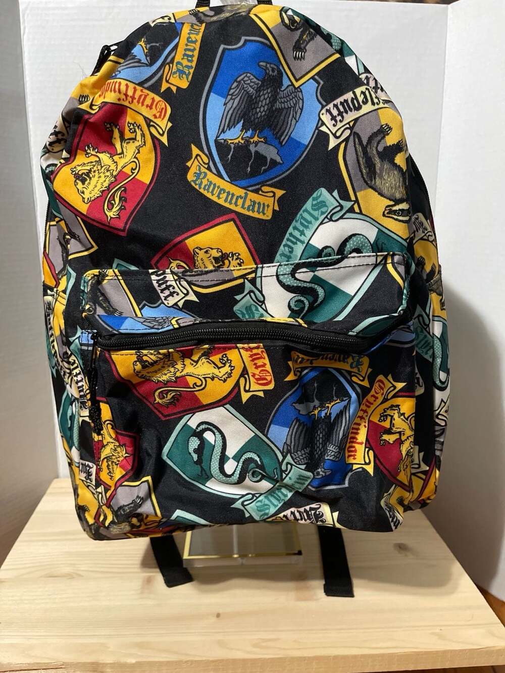 Harry Potter Hogwarts Houses Crests All Over Print Black Backpack